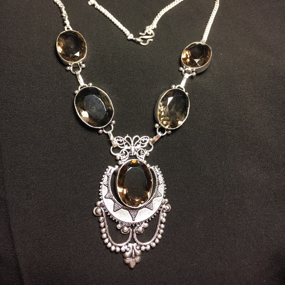 Sterling silver and Smokey Quartz necklace